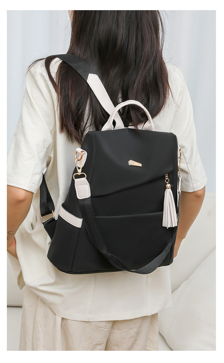 Oxford Cloth Stitching Women'S Backpack Anti-Thef.