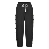Casual Patchwork Button Cropped Pants For Women