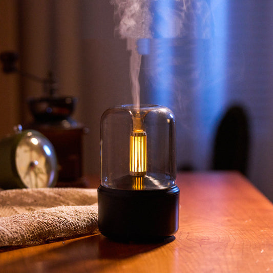 120ml humidifier quietly adds cool mist for up to 12 hours,