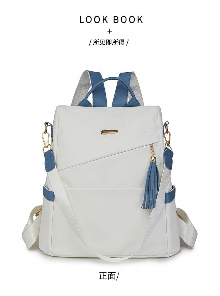 Oxford Cloth Stitching Women'S Backpack Anti-Thef.