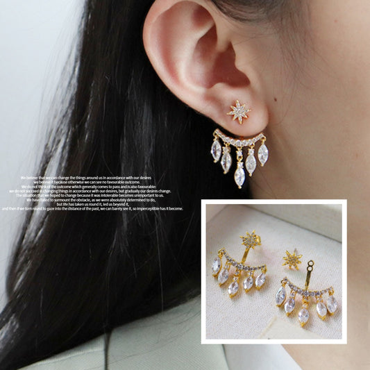 Awn Star Zircon Earrings Fashion Pendant Stud Earrings