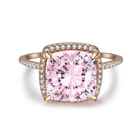 925 Sterling Silver Pink Diamond Egg-shaped Closed Wedding Ring