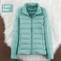 Stand-up Collar Down Short Lightweight And Extra Thick Slim Jacket