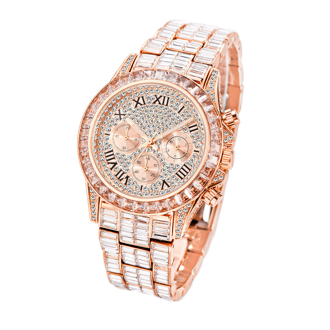 Three Eyes Rainbow Diamond Daikin Watch Full Square Diamond