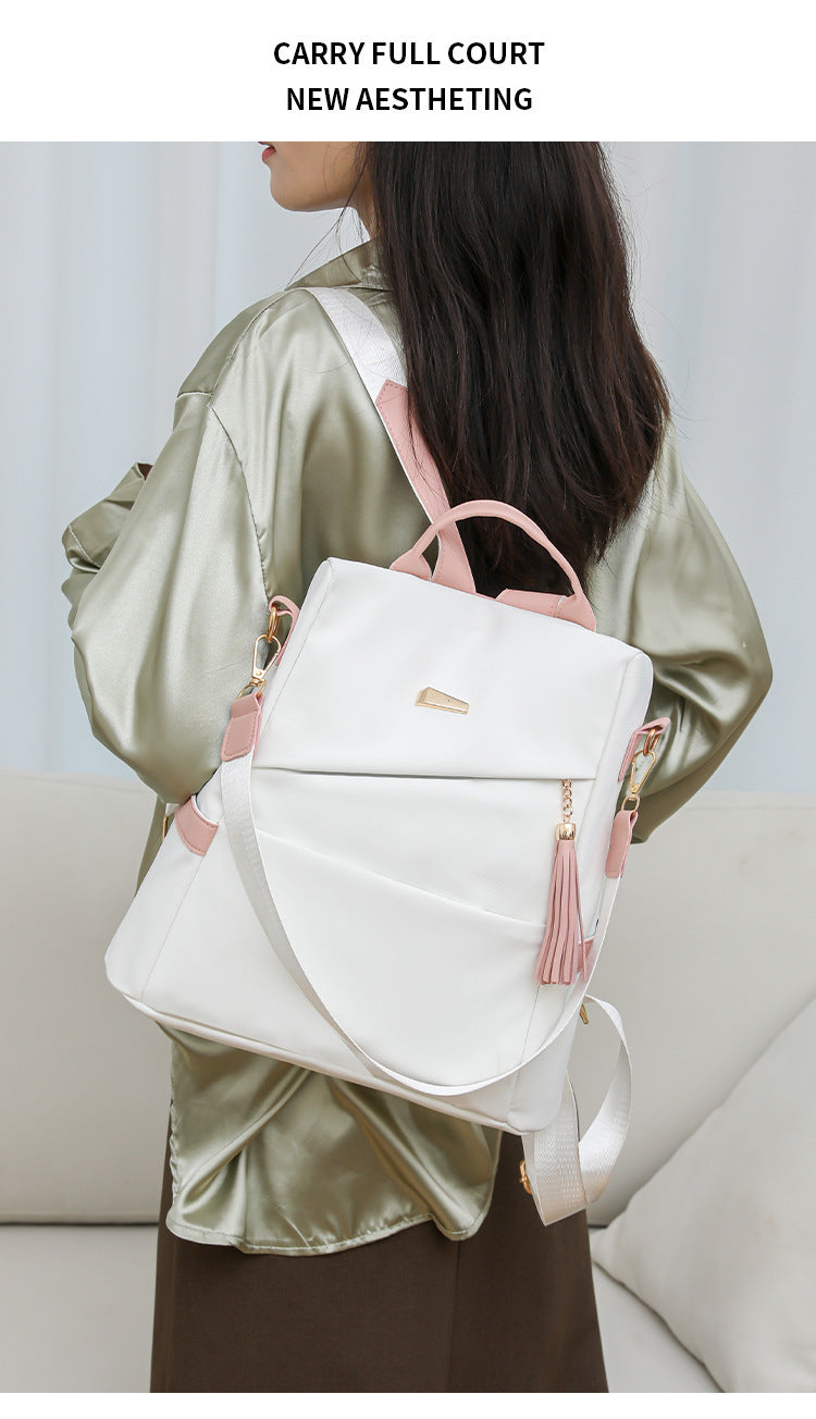 Oxford Cloth Stitching Women'S Backpack Anti-Thef.