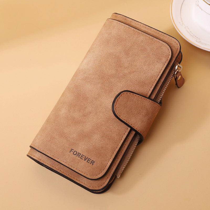 New Buckle Women's Long Wallet Three Fold Fashion Women