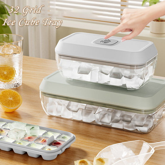 32 Grid Silicone Ice Cube Tray Mould With Lid