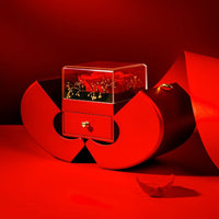 Red Apple Jewelry Box with Eternal Rose and Necklace