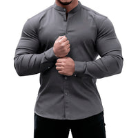 Long Sleeve Shirt Men Casual Button Down Slim Tops