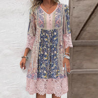 Spring And Summer Retro Printed Lace Women's Clothing Dress