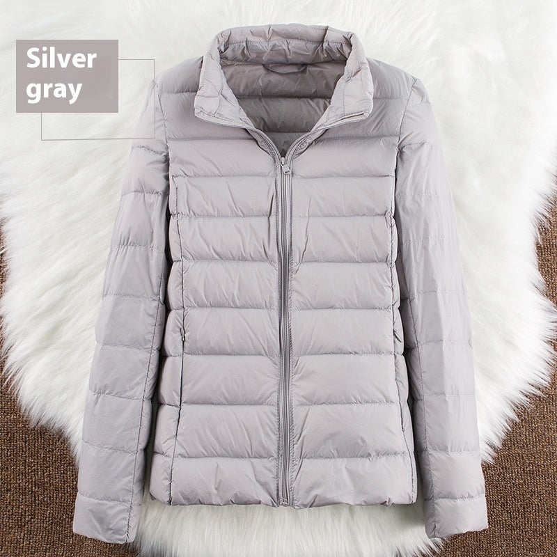 Stand-up Collar Down Short Lightweight And Extra Thick Slim Jacket
