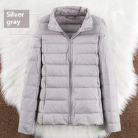 Stand-up Collar Down Short Lightweight And Extra Thick Slim Jacket