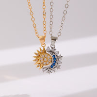 2pcs Necklace Sun And Moon Magnetic Pendant Clavicle Chain Necklace