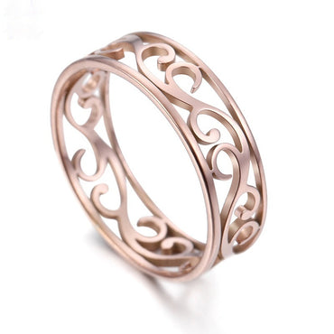 Vintage Filigree Stainless Steel Ring Hollow Elegant Gold Ring AMI Cart