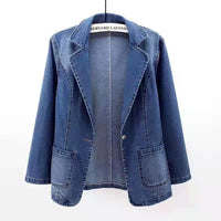 Denim Jacket Women's Slim Fit Suit Collar Outerwear