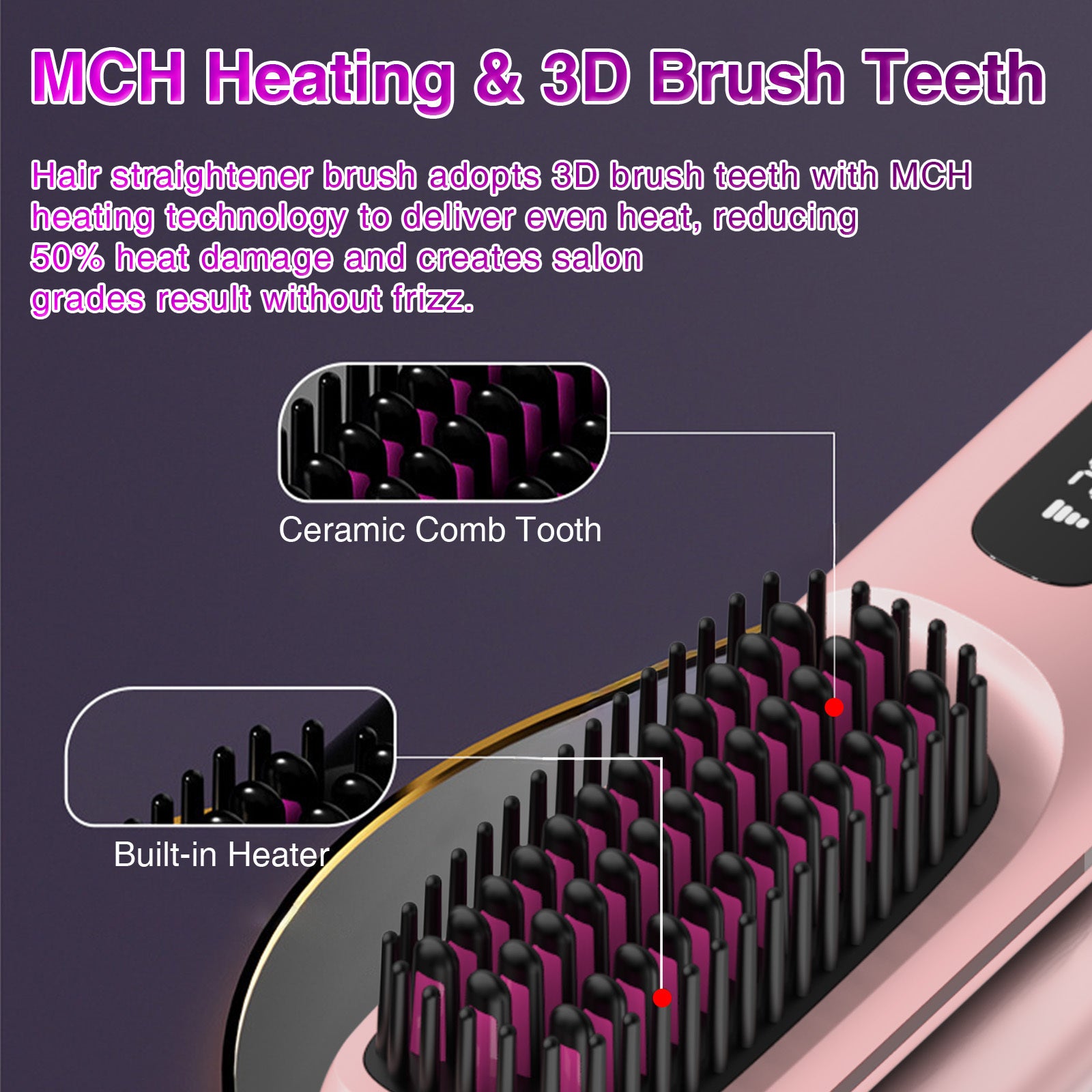S7 Portable Cordless Hair Straightening Brush With LED Display