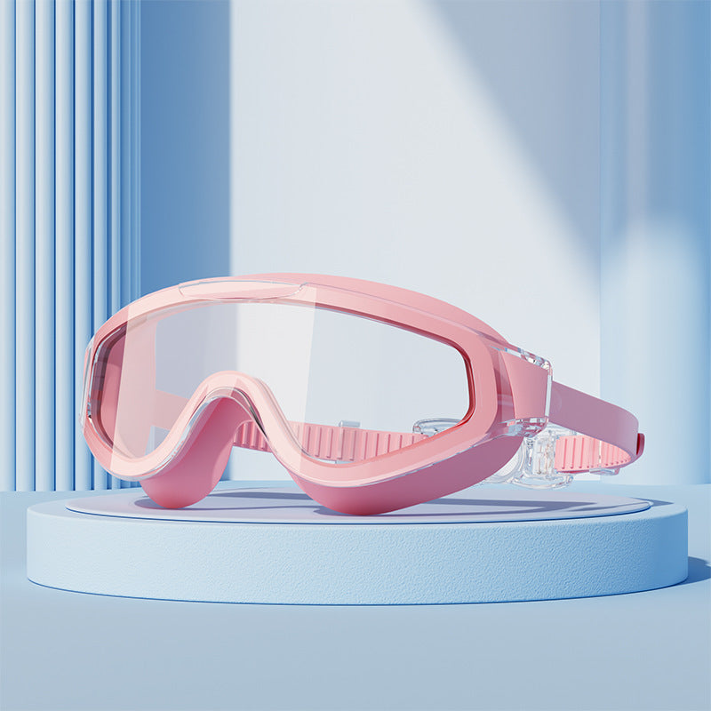Large Frame Swimming Goggles Gradient Electroplating Silicone