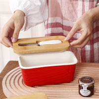 Ceramic Butter Box With Lid And Knife Sealed Storage