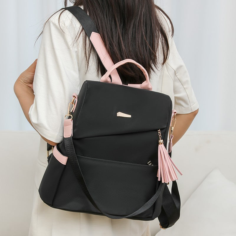 Oxford Cloth Stitching Women'S Backpack Anti-Thef.