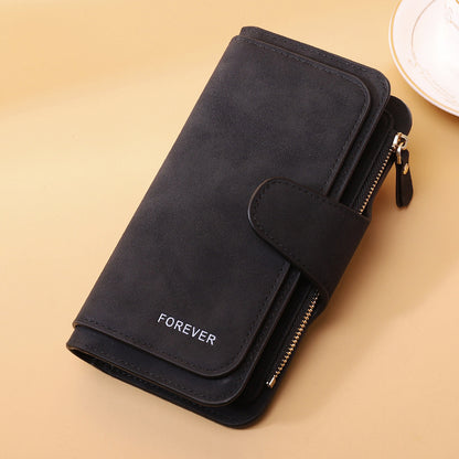 New Buckle Women's Long Wallet Three Fold Fashion Women