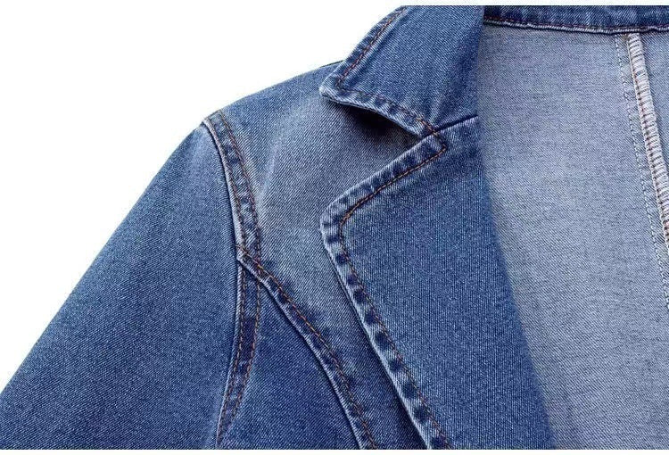 Denim Jacket Women's Slim Fit Suit Collar Outerwear