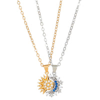 2pcs Necklace Sun And Moon Magnetic Pendant Clavicle Chain Necklace
