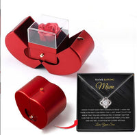 Red Apple Jewelry Box with Eternal Rose and Necklace