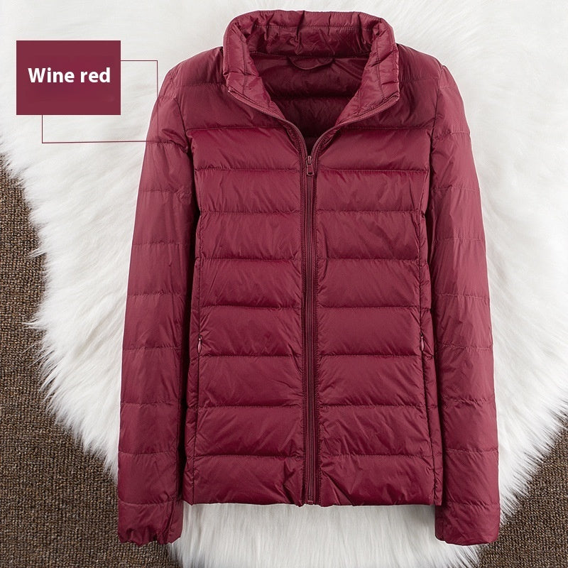 Stand-up Collar Down Short Lightweight And Extra Thick Slim Jacket