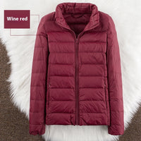 Stand-up Collar Down Short Lightweight And Extra Thick Slim Jacket