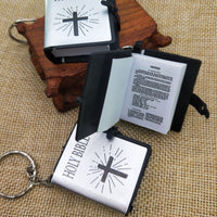 Mini English HOLY BIBLE Key Chains Real Paper Readable