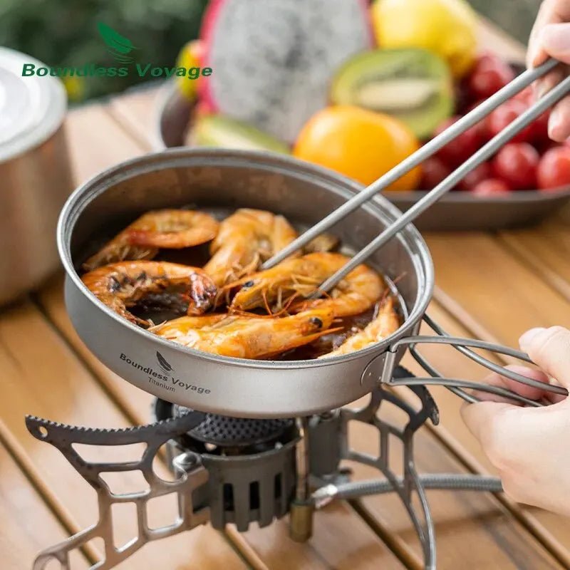 Boundless Voyage Titanium Pot Pan Set with Folding Handles Camping Cookware Hiking Outdoor Tableware - Chic Cart
