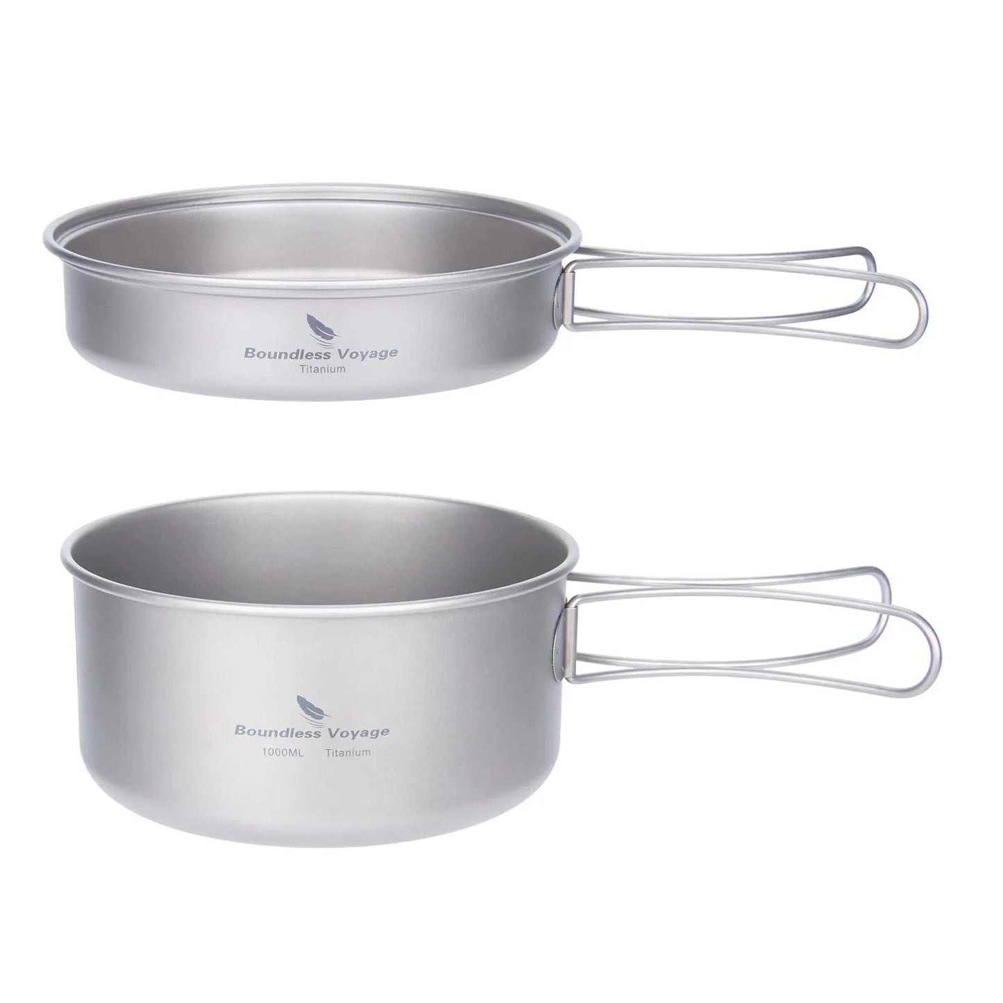 Boundless Voyage Titanium Pot Pan Set with Folding Handles Camping Cookware Hiking Outdoor Tableware - Chic Cart
