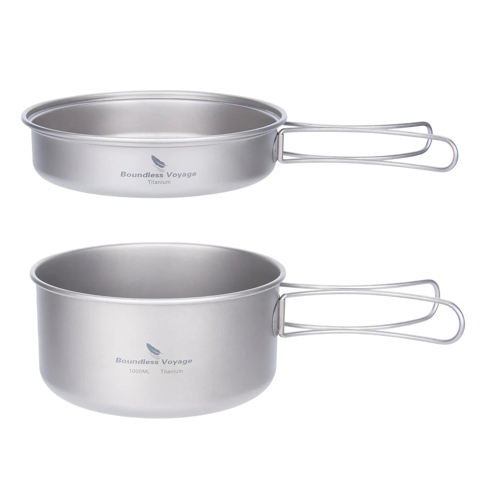 Boundless Voyage Titanium Pot Pan Set with Folding Handles Camping Cookware Hiking Outdoor Tableware - Chic Cart