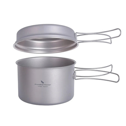 Boundless Voyage Titanium Pot Pan Set with Folding Handles Camping Cookware Hiking Outdoor Tableware - Chic Cart