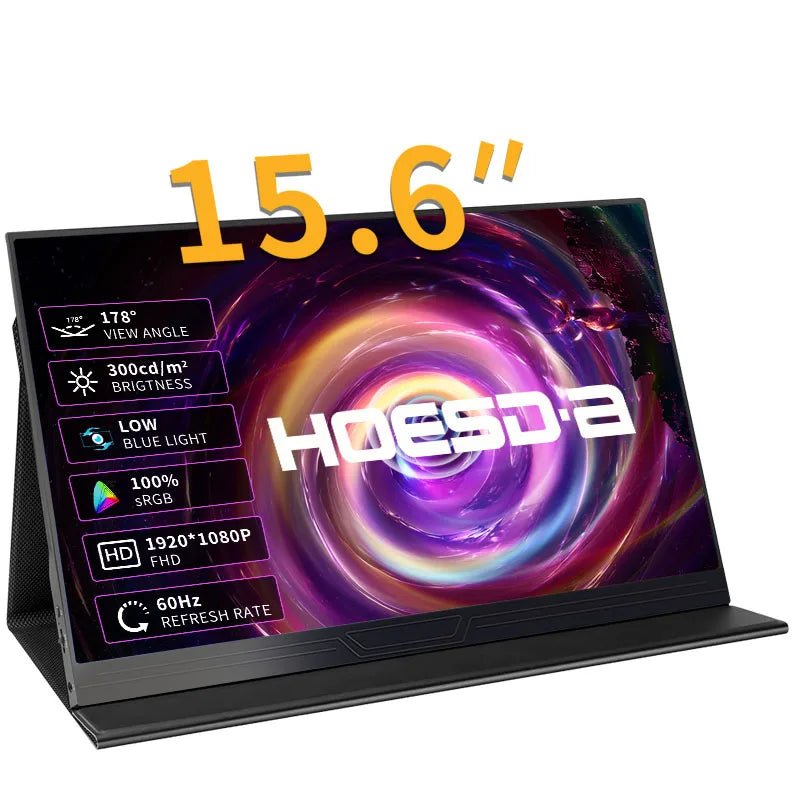 HOESD.a 15.6 inch Gaming Monitor Portable Screen 1080P 300cd/m2 Extended Display for Laptop Phone Switch Xbox PS4/5 PC Mini PC - Chic Cart AMI Cart