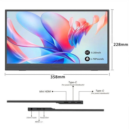 HOESD.a 15.6 inch Gaming Monitor Portable Screen 1080P 300cd/m2 Extended Display for Laptop Phone Switch Xbox PS4/5 PC Mini PC - Chic Cart
