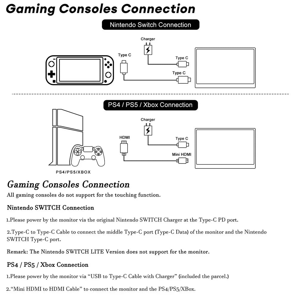 HOESD.a 15.6 inch Gaming Monitor Portable Screen 1080P 300cd/m2 Extended Display for Laptop Phone Switch Xbox PS4/5 PC Mini PC - Chic Cart