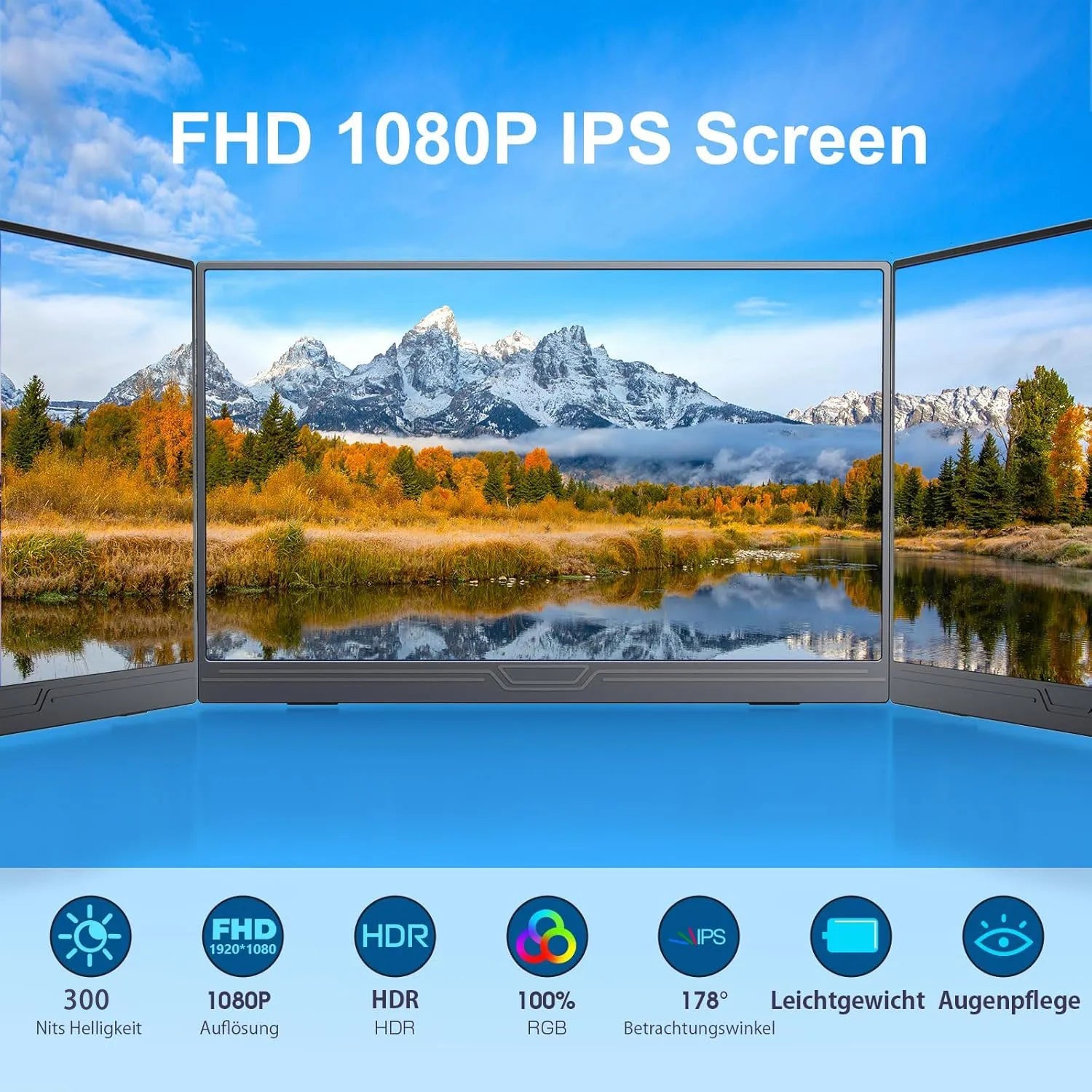 HOESD.a 15.6 inch Gaming Monitor Portable Screen 1080P 300cd/m2 Extended Display for Laptop Phone Switch Xbox PS4/5 PC Mini PC - Chic Cart AMI Cart