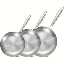 24CM Frying Pan 304 Stainless Steel 2MM Thick Wok Pan 5 Ply Steel Skillet,Professional Grade Pans for Cooking Cooking Pot - Chic Cart 