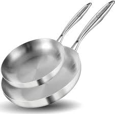 24CM Frying Pan 304 Stainless Steel 2MM Thick Wok Pan 5 Ply Steel Skillet,Professional Grade Pans for Cooking Cooking Pot - Chic Cart 