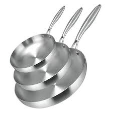 24CM Frying Pan 304 Stainless Steel 2MM Thick Wok Pan 5 Ply Steel Skillet,Professional Grade Pans for Cooking Cooking Pot - Chic Cart 