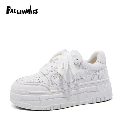 Fallinmiss Electric Sneakers Star Shoes White Platform Sneakers Women's 2024 Autumn New Arrival Casual Elevator Wild White Shoes Tide - Chic Cart