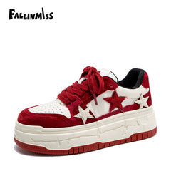 Fallinmiss Electric Sneakers Star Shoes White Platform Sneakers Women's 2024 Autumn New Arrival Casual Elevator Wild White Shoes Tide - Chic Cart