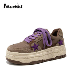 Fallinmiss Electric Sneakers Star Shoes White Platform Sneakers Women's 2024 Autumn New Arrival Casual Elevator Wild White Shoes Tide - Chic Cart