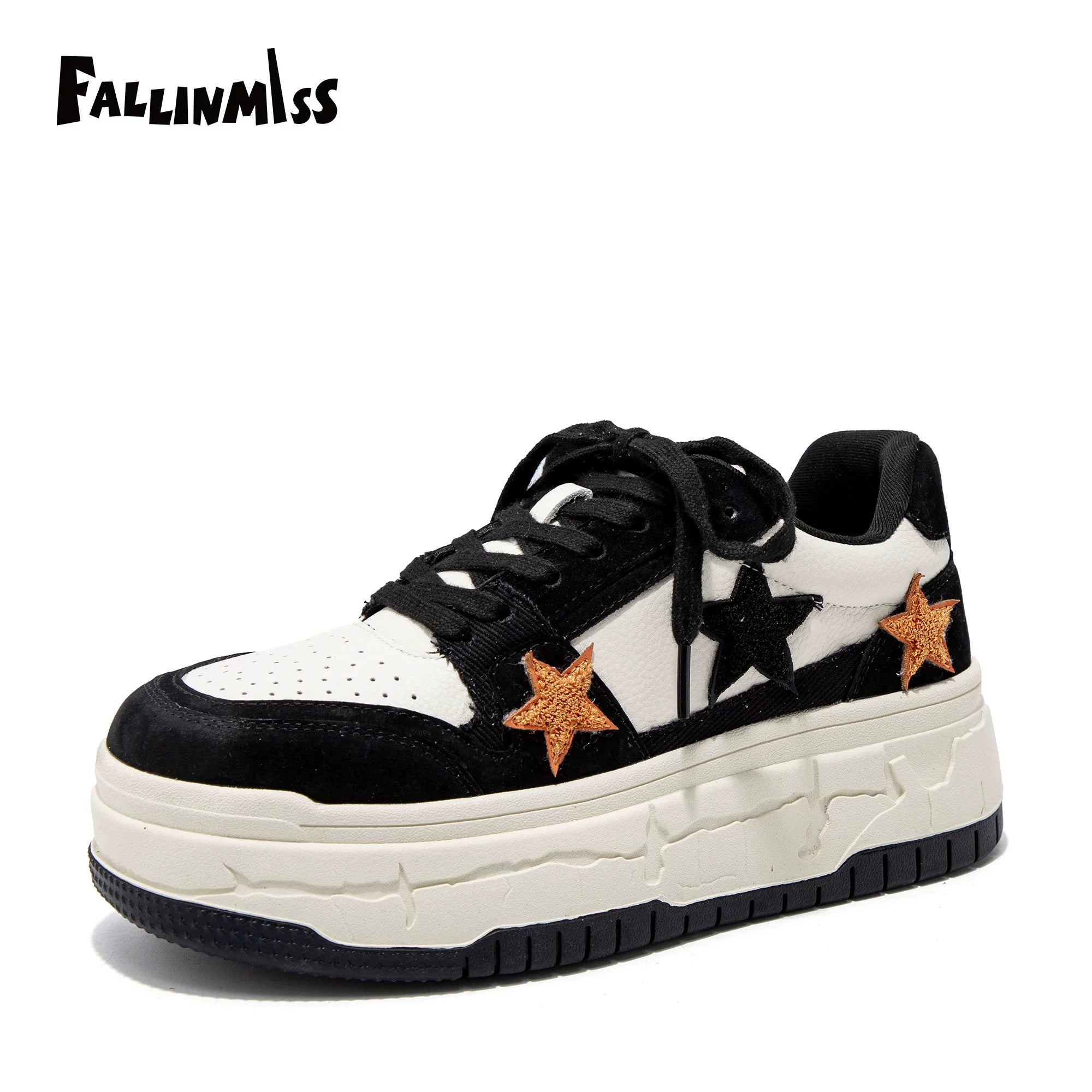Fallinmiss Electric Sneakers Star Shoes White Platform Sneakers Women's 2024 Autumn New Arrival Casual Elevator Wild White Shoes Tide - Chic Cart