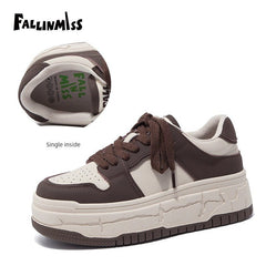 Fallinmiss Electric Sneakers Silver Thick Sole Board Shoes Women's 2024 Autumn Height Increasing Breathable New Arrival Shoes Women's Shoes Soft Bottom White Shoes - Chic Cart