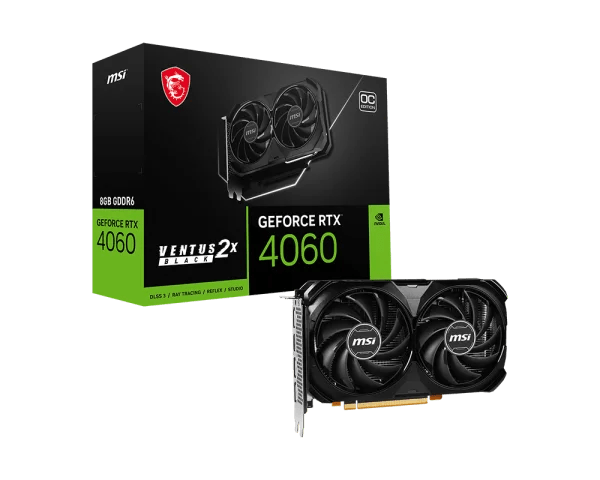 Original Msi GeForce RTX 4060 VENTUS 2X BLACK 8G OC Computer Graphics Card 550W Esports Game Dual Fan Graphics Card - Chic Cart