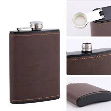 LMETJMA 10 oz Stainless Steel Hip Flask with Funnel Pocket Hip Flask Alcohol Whiskey Hip Flask Screw Cap KC0139 - Chic Cart