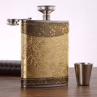 LMETJMA 10 oz Stainless Steel Hip Flask with Funnel Pocket Hip Flask Alcohol Whiskey Hip Flask Screw Cap KC0139 - Chic Cart