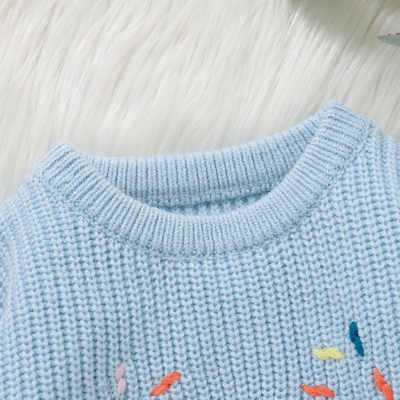 Baby Sweater Knitted Newborn Kid Clothing Fashion Embroidered Letters Tops Outerwear Infant Girl Boy Pullover Long Sleeve Autumn - Chic Cart